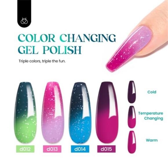 Beetles Cat Eye Gel Polish Set - 24Pcs 20 Colors Glitter Dark Color Changing - Picture 6 of 7